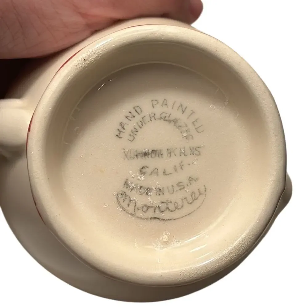 Vernon Kilns Mountain Hand Painted Pottery Creamer Pitcher Made in USA